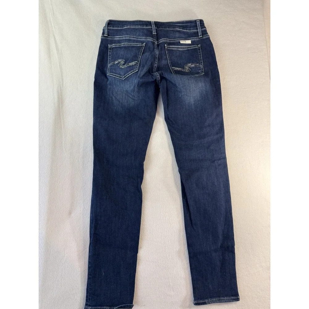 Silver Jeans Co Boyfriend Straight Leg Distressed Blue Denim W27 L29